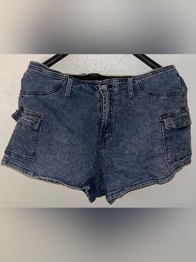wild fable Men's Washed Dark Blue Denim Shorts